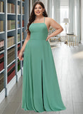 Rosa A-Line Square Neckline Floor-Length Chiffon Bridesmaid Dress STIP0012811