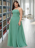 Rosa A-Line Square Neckline Floor-Length Chiffon Bridesmaid Dress STIP0012811