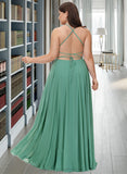 Rosa A-Line Square Neckline Floor-Length Chiffon Bridesmaid Dress STIP0012811