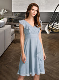 Prudence A-Line V-neck Knee-Length Bridesmaid Dress With Ruffle STIP0012812