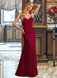 Finley Trumpet/Mermaid V-neck Floor-Length Bridesmaid Dress With Split Front STIP0012814