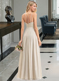 Katrina A-Line Scoop Neck Floor-Length Chiffon Lace Bridesmaid Dress With Pockets STIP0012817