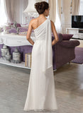 Sylvia Sheath/Column One Shoulder Floor-Length Chiffon Bridesmaid Dress With Ruffle STIP0012820