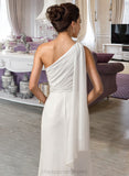 Sylvia Sheath/Column One Shoulder Floor-Length Chiffon Bridesmaid Dress With Ruffle STIP0012820