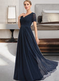 Anna A-Line V-neck Floor-Length Chiffon Bridesmaid Dress STIP0012821