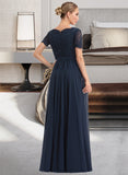 Anna A-Line V-neck Floor-Length Chiffon Bridesmaid Dress STIP0012821