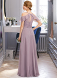 Meredith A-Line V-neck Floor-Length Chiffon Bridesmaid Dress With Ruffle Split Front Cascading Ruffles STIP0012822