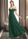 Amelie A-line Off the Shoulder Floor-Length Chiffon Bridesmaid Dress With Ruffle STIP0012825