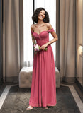 Amelie A-line Off the Shoulder Floor-Length Chiffon Bridesmaid Dress With Ruffle STIP0012825