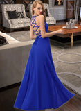 Heaven A-Line Scoop Neck Floor-Length Chiffon Bridesmaid Dress With Split Front STIP0012826