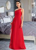 Regan A-Line One-Shoulder Floor-Length Bridesmaid Dress With Ruffle Split Front STIP0012827