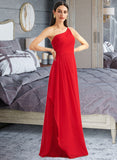 Regan A-Line One-Shoulder Floor-Length Bridesmaid Dress With Ruffle Split Front STIP0012827