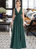 Ann A-Line V-neck Floor-Length Chiffon Bridesmaid Dress STIP0012828