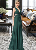 Ann A-Line V-neck Floor-Length Chiffon Bridesmaid Dress STIP0012828