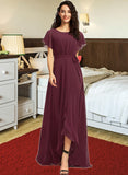 Shyanne A-Line Scoop Neck Asymmetrical Bridesmaid Dress With Ruffle STIP0012831