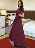 Shyanne A-Line Scoop Neck Asymmetrical Bridesmaid Dress With Ruffle STIP0012831