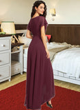 Shyanne A-Line Scoop Neck Asymmetrical Bridesmaid Dress With Ruffle STIP0012831