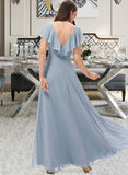 Annika A-Line V-neck Floor-Length Bridesmaid Dress With Split Front STIP0012832