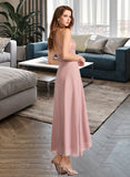 Phoenix A-Line V-neck Asymmetrical Bridesmaid Dress With Split Front STIP0012833