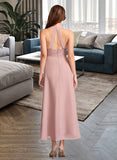 Phoenix A-Line V-neck Asymmetrical Bridesmaid Dress With Split Front STIP0012833