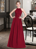 Lorelei A-Line Scoop Neck Floor-Length Chiffon Bridesmaid Dress With Ruffle STIP0012835