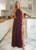 Savannah A-Line High Neck Floor-Length Bridesmaid Dress With Split Front STIP0012838