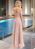 Nadia A-line V-Neck Asymmetrical Chiffon Bridesmaid Dress With Cascading Ruffles STIP0012841