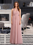 Miriam A-Line One-Shoulder V-neck Off-the-Shoulder Floor-Length Bridesmaid Dress STIP0012843