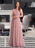 Miriam A-Line One-Shoulder V-neck Off-the-Shoulder Floor-Length Bridesmaid Dress STIP0012843