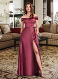 Bryanna A-Line Off-the-Shoulder Floor-Length Bridesmaid Dress With Split Front STIP0012845