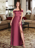 Bryanna A-Line Off-the-Shoulder Floor-Length Bridesmaid Dress With Split Front STIP0012845