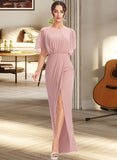 Paris Sheath/Column Floor-Length Bridesmaid Dress With Split Front STIP0012851