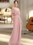 Paris Sheath/Column Floor-Length Bridesmaid Dress With Split Front STIP0012851