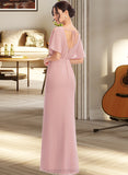 Paris Sheath/Column Floor-Length Bridesmaid Dress With Split Front STIP0012851