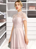 Destiny A-Line High Neck Floor-Length Chiffon Bridesmaid Dress With Sequins STIP0012852