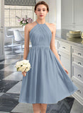 Dayanara A-Line Scoop Neck Knee-Length Chiffon Bridesmaid Dress With Ruffle STIP0012853