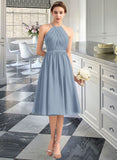 Dayanara A-Line Scoop Neck Knee-Length Chiffon Bridesmaid Dress With Ruffle STIP0012853