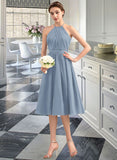 Dayanara A-Line Scoop Neck Knee-Length Chiffon Bridesmaid Dress With Ruffle STIP0012853