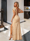 Eleanor A-Line V-neck Floor-Length Bridesmaid Dress With Split Front STIP0012854