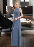 Henrietta A-Line Scoop Neck Floor-Length Chiffon Bridesmaid Dress With Ruffle STIP0012861