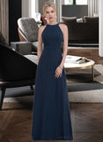 Henrietta A-Line Scoop Neck Floor-Length Chiffon Bridesmaid Dress With Ruffle STIP0012861