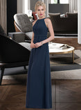 Henrietta A-Line Scoop Neck Floor-Length Chiffon Bridesmaid Dress With Ruffle STIP0012861