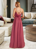 Annabelle A-Line Cowl Neck Floor-Length Bridesmaid Dress With Ruffle Split Front STIP0012862