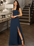 Jordin A-Line Square Neckline Floor-Length Chiffon Bridesmaid Dress With Split Front STIP0012864