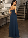 Jordin A-Line Square Neckline Floor-Length Chiffon Bridesmaid Dress With Split Front STIP0012864