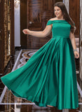 Audrina Ball-Gown/Princess Off-the-Shoulder Floor-Length Satin Bridesmaid Dress With Split Front Pockets STIP0012866