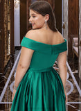 Audrina Ball-Gown/Princess Off-the-Shoulder Floor-Length Satin Bridesmaid Dress With Split Front Pockets STIP0012866