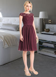 Kaila A-Line Scoop Neck Knee-Length Chiffon Bridesmaid Dress STIP0012869