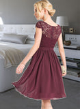 Kaila A-Line Scoop Neck Knee-Length Chiffon Bridesmaid Dress STIP0012869