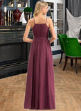 Malia A-Line Square Neckline Floor-Length Chiffon Lace Bridesmaid Dress STIP0012873